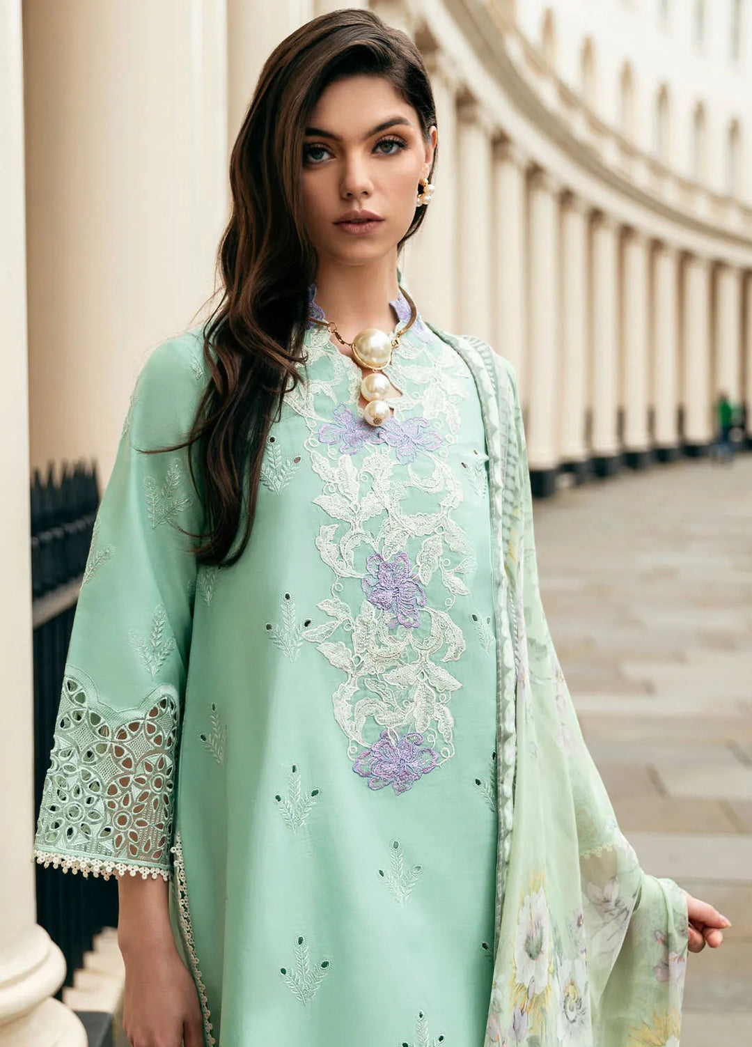Hemline Odyssey By Mushq Embroidered Lawn Suit Unstitched 3 Piece MQ24H Bristol Beauty - Summer Collection