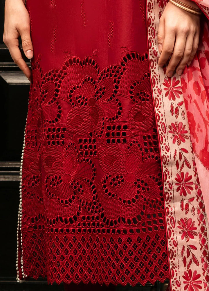 Hemline Odyssey By Mushq Embroidered Lawn Suit Unstitched 3 Piece MQ24H Crimson Chic - Summer Collection