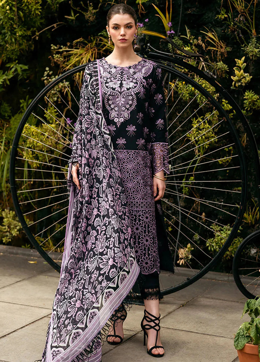 Hemline Odyssey By Mushq Embroidered Lawn Suit Unstitched 3 Piece MQ24H Luxe Lace - Summer Collection