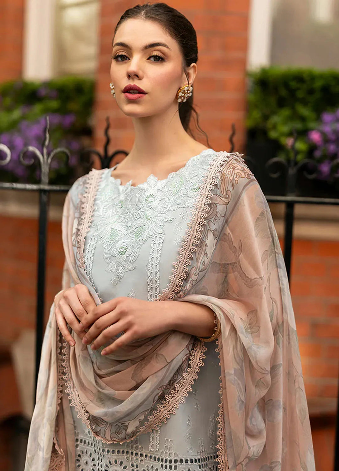 Hemline Odyssey By Mushq Embroidered Lawn Suit Unstitched 3 Piece MQ24H Nightingale Noir - Summer Collection