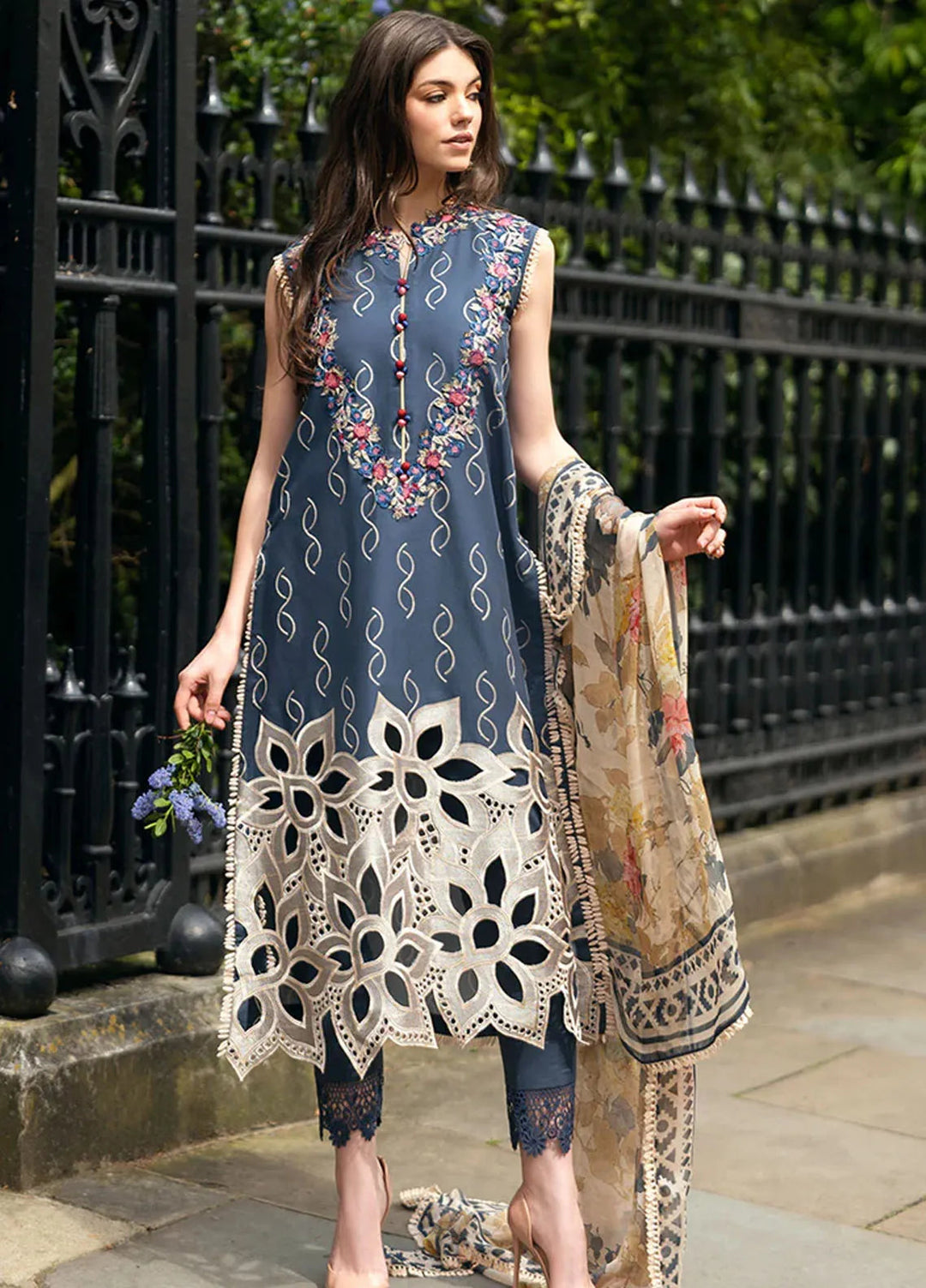 Hemline Odyssey By Mushq Embroidered Lawn Suit Unstitched 3 Piece MQ24H Petale Symphony - Summer Collection