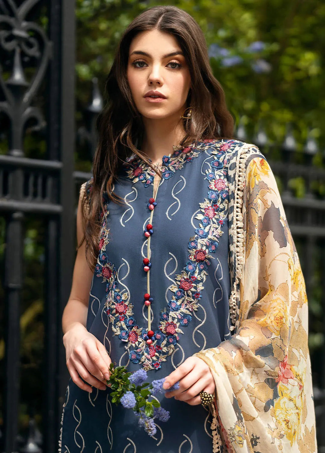 Hemline Odyssey By Mushq Embroidered Lawn Suit Unstitched 3 Piece MQ24H Petale Symphony - Summer Collection