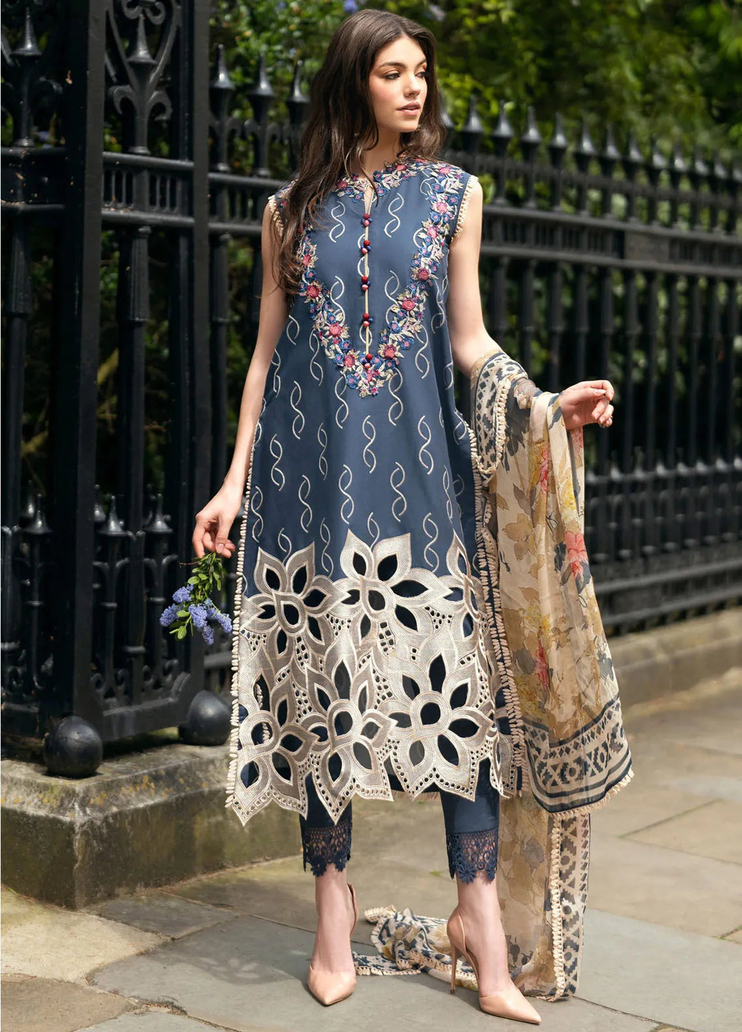 Hemline Odyssey By Mushq Embroidered Lawn Suit Unstitched 3 Piece MQ24H Petale Symphony - Summer Collection