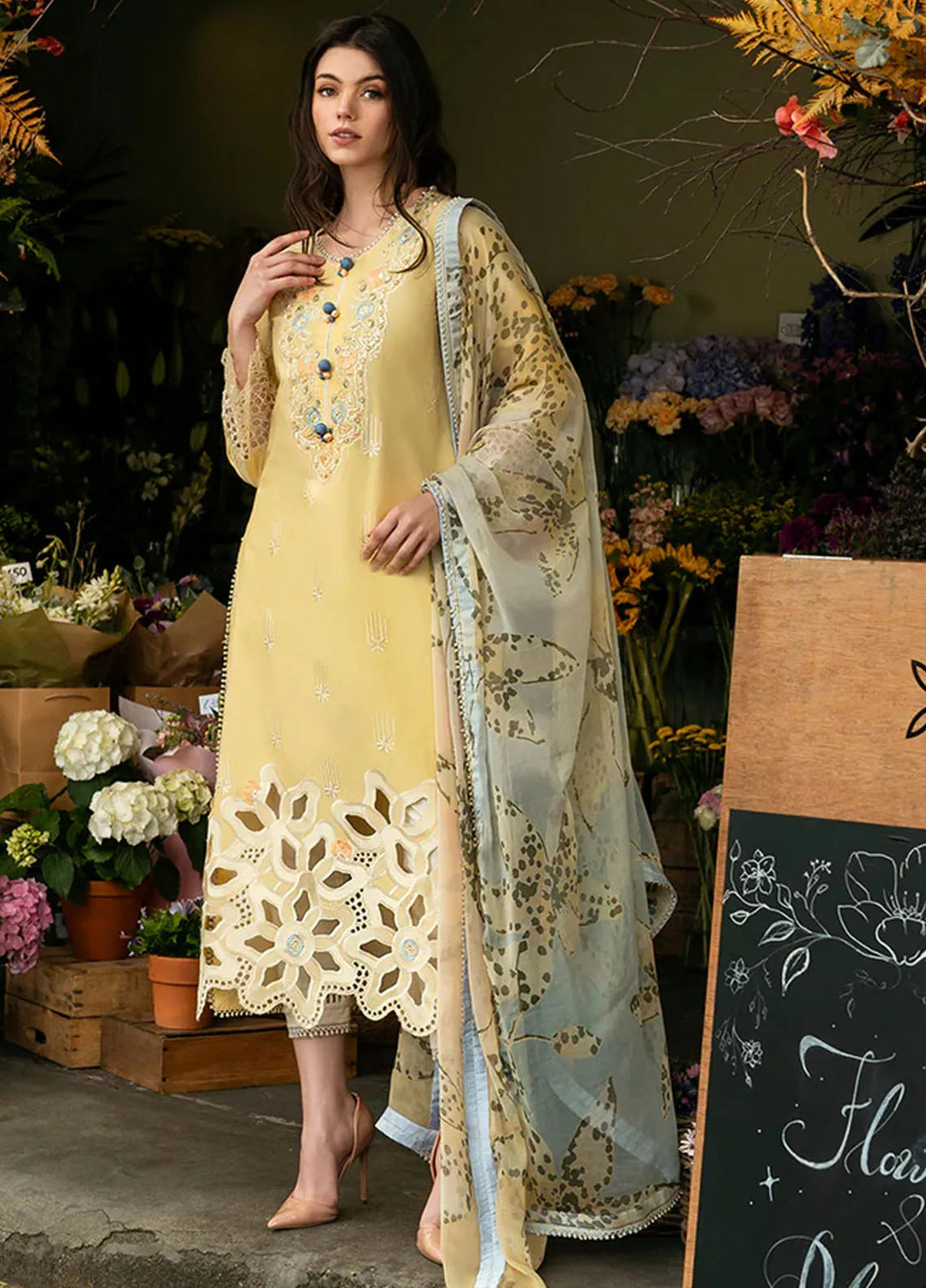 Hemline Odyssey By Mushq Embroidered Lawn Suit Unstitched 3 Piece MQ24H Sunset Sway - Summer Collection