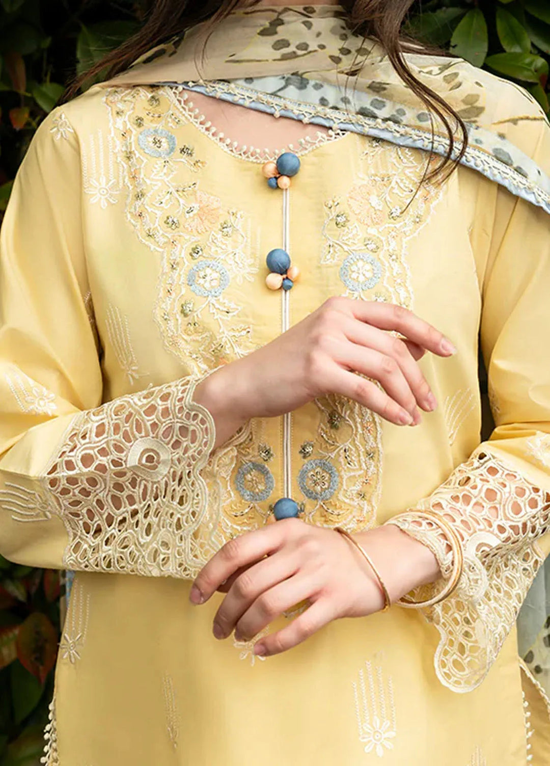 Hemline Odyssey By Mushq Embroidered Lawn Suit Unstitched 3 Piece MQ24H Sunset Sway - Summer Collection
