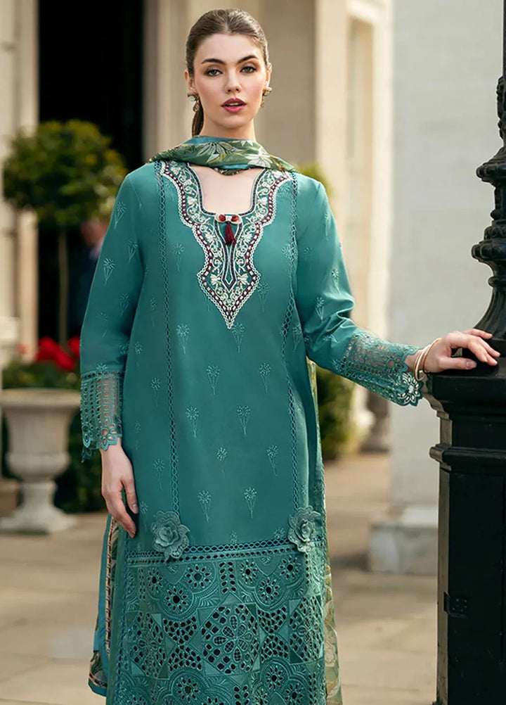 Hemline Odyssey By Mushq Embroidered Lawn Suit Unstitched 3 Piece MQ24H Whispering Waves - Summer Collection