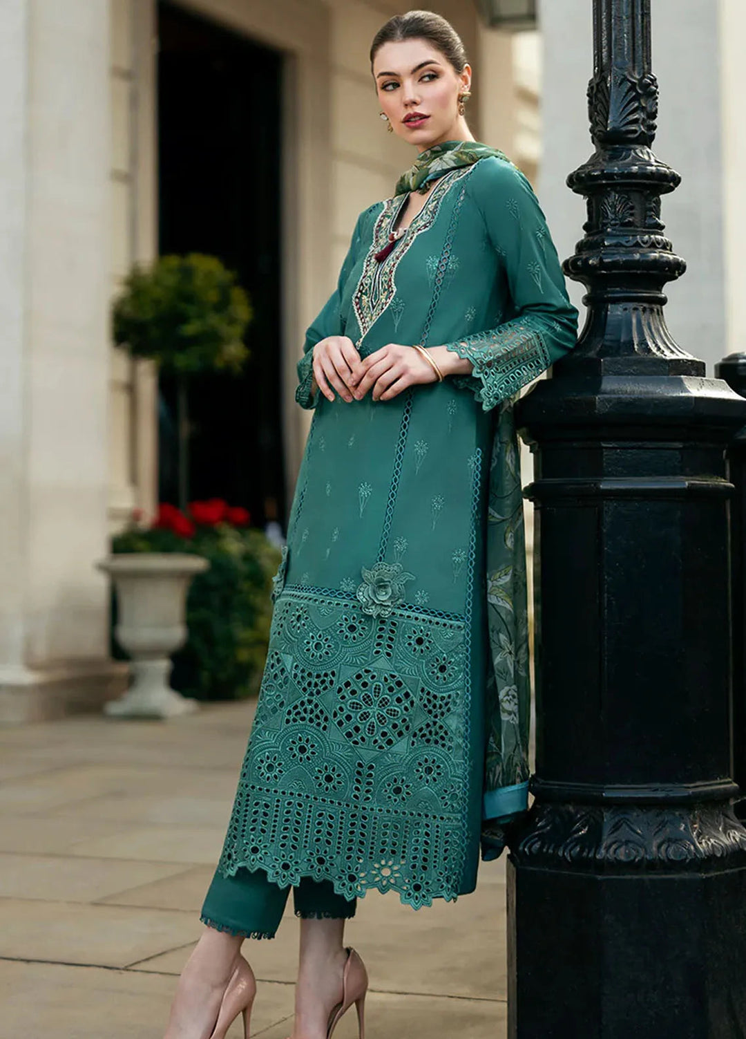Hemline Odyssey By Mushq Embroidered Lawn Suit Unstitched 3 Piece MQ24H Whispering Waves - Summer Collection