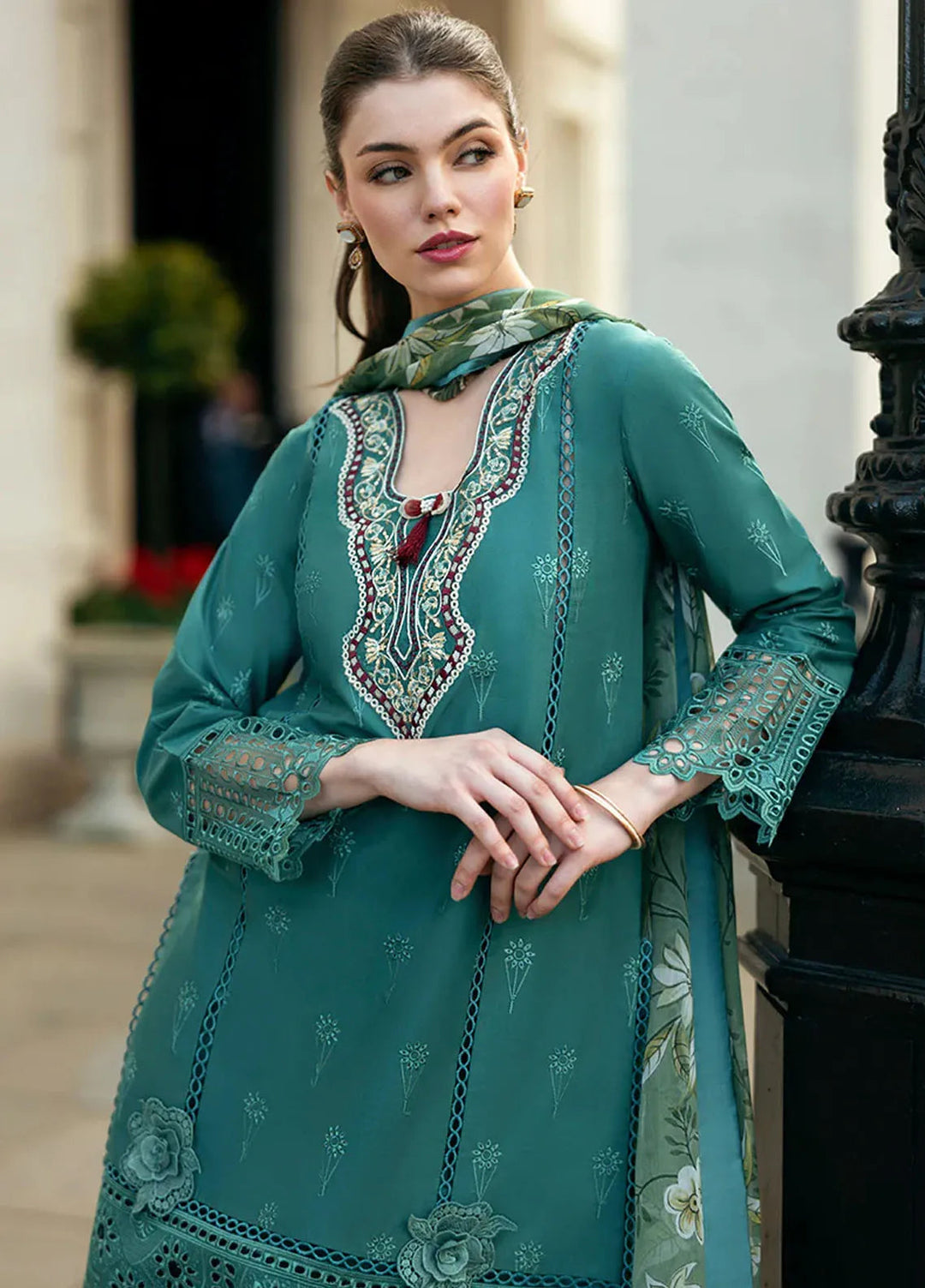 Hemline Odyssey By Mushq Embroidered Lawn Suit Unstitched 3 Piece MQ24H Whispering Waves - Summer Collection