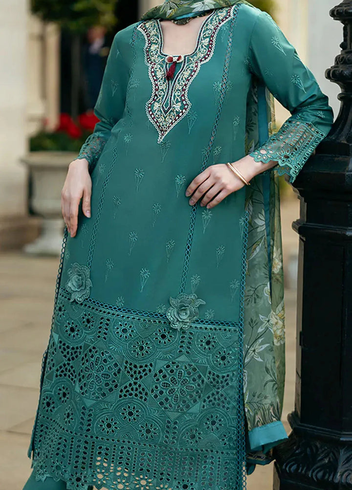 Hemline Odyssey By Mushq Embroidered Lawn Suit Unstitched 3 Piece MQ24H Whispering Waves - Summer Collection