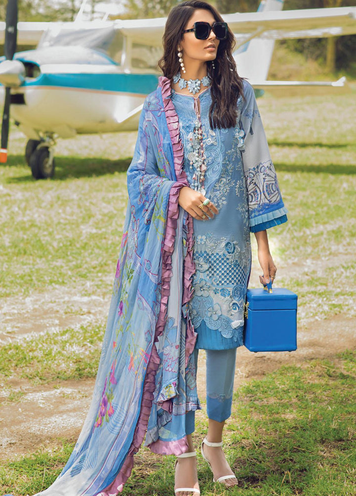 Hemline By Mushq Embroidered Chikankari Suits Unstitched 3 Piece MQ21H 02 Whispering Sky - Spring / Summer Collection