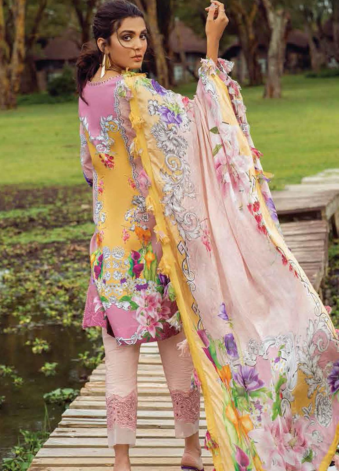 Hemline By Mushq Embroidered Chikankari Suits Unstitched 3 Piece MQ21H 04 Blissful Happiness - Spring / Summer Collection