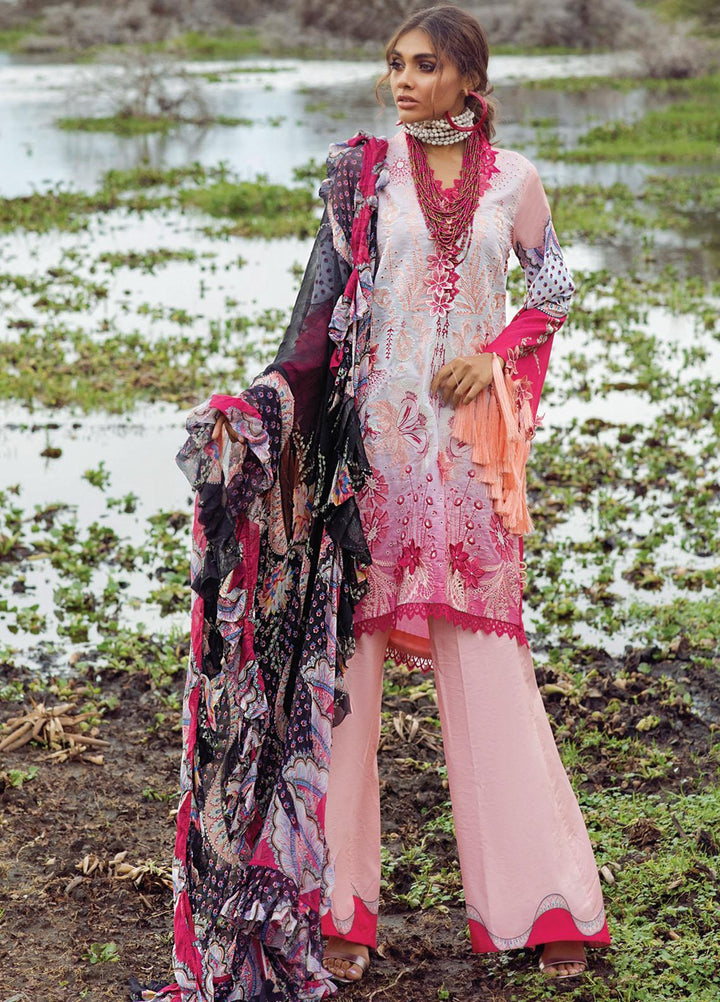 Hemline By Mushq Embroidered Chikankari Suits Unstitched 3 Piece MQ21H 08 Pink Flambe - Spring / Summer Collection