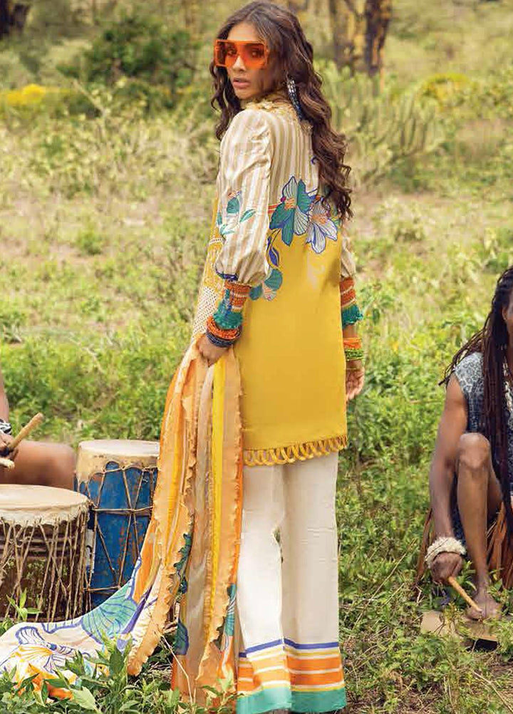 Hemline By Mushq Embroidered Chikankari Suits Unstitched 3 Piece MQ21H 11 Golden Spice - Spring / Summer Collection