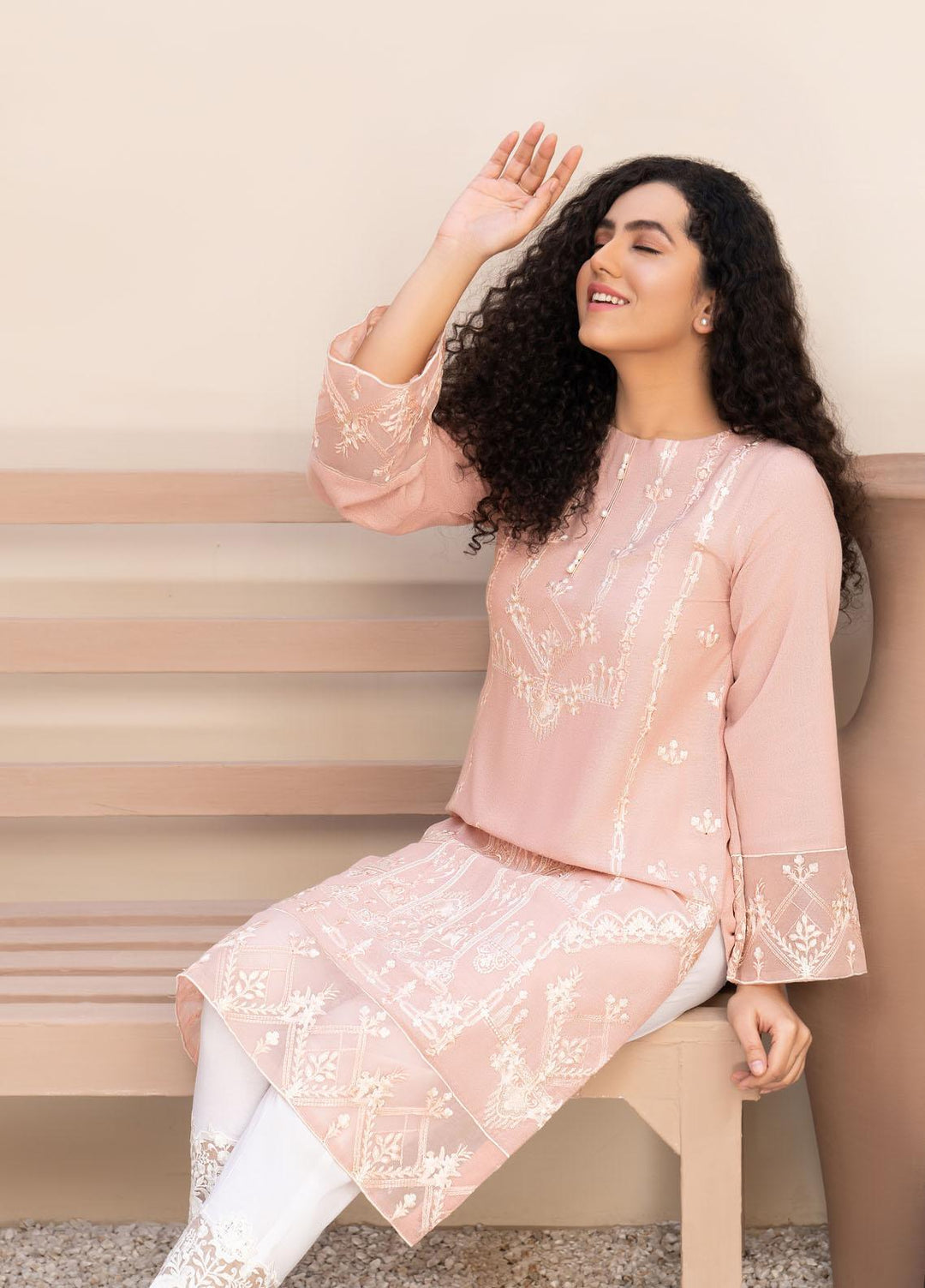 HemStitch Casual Pret  Lawn Kurti HS22BL Aabroo