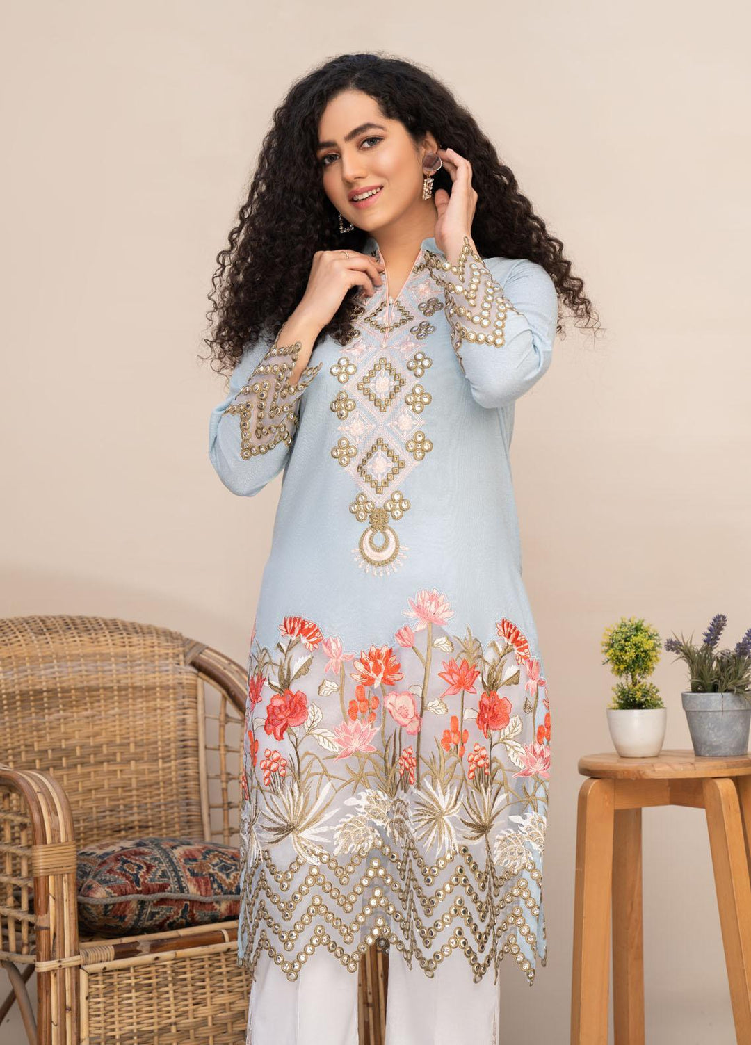 HemStitch Casual Pret  Lawn Kurti HS22BL Amaya
