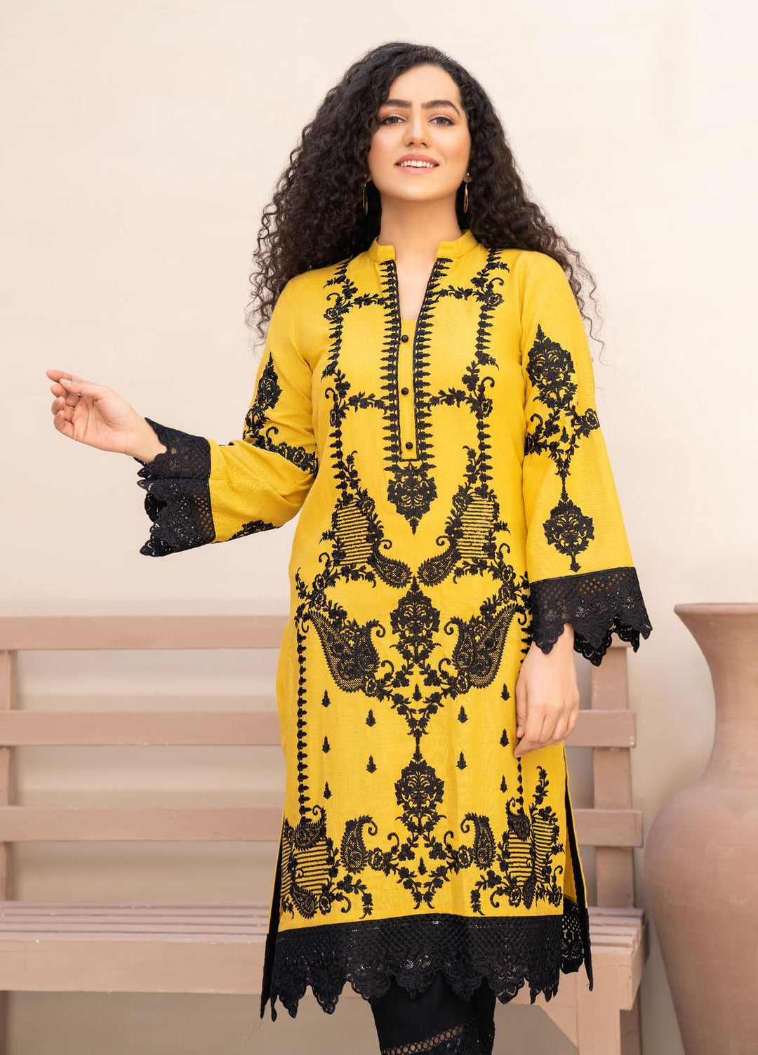 HemStitch Casual Pret  Lawn Kurti HS22BL Naz