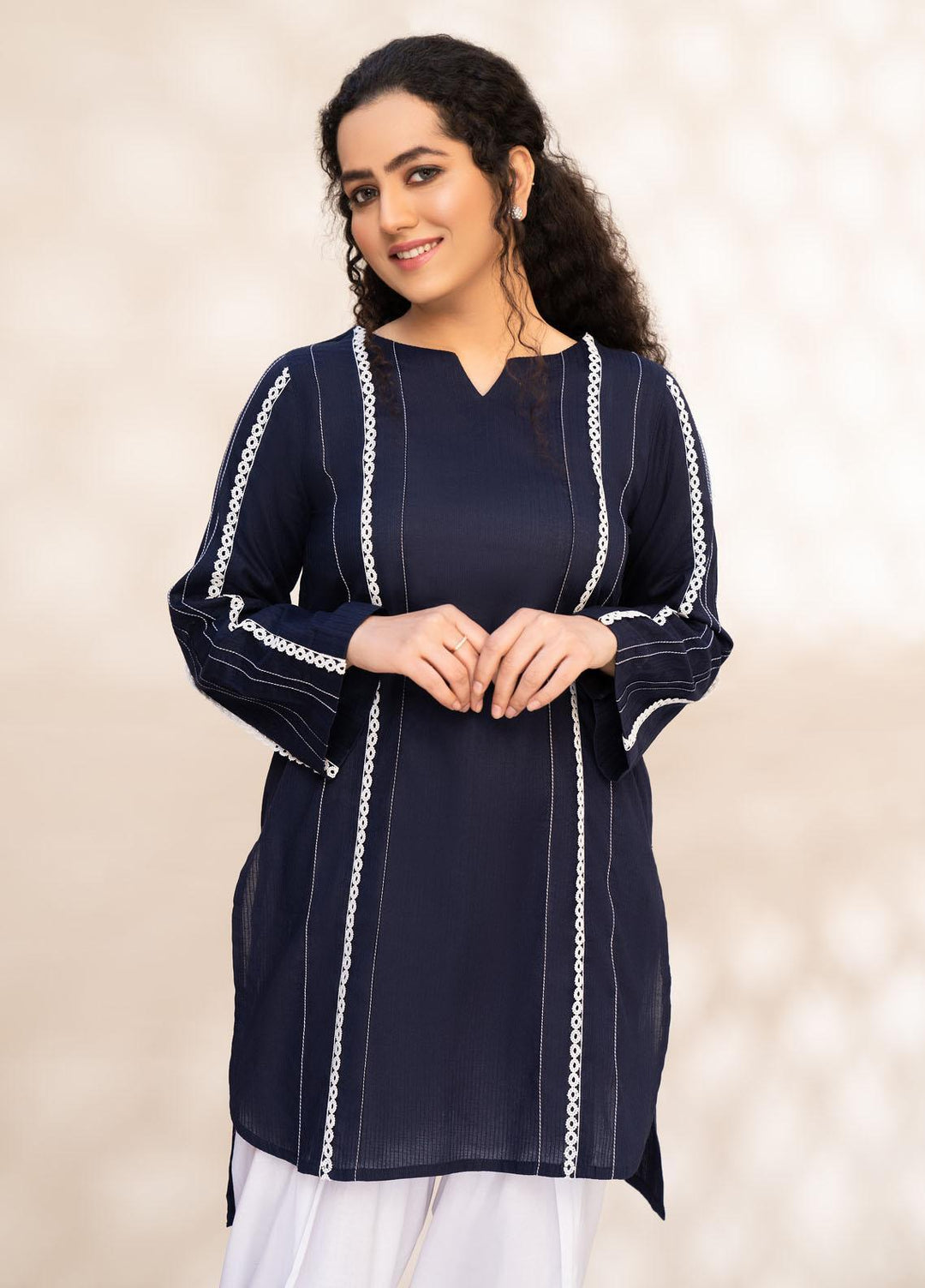 HemStitch Casual Pret  Lawn Kurti HS22BL Rukhma