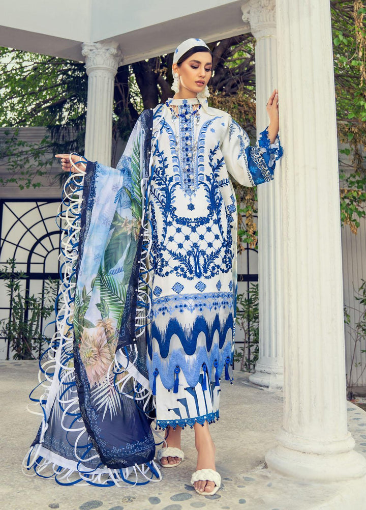 HemStitch Embroidered Lawn Suits Unstitched 3 Piece HS22LU White - Summer Collection