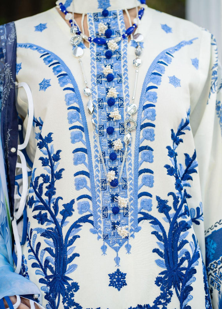 HemStitch Embroidered Lawn Suits Unstitched 3 Piece HS22LU White - Summer Collection