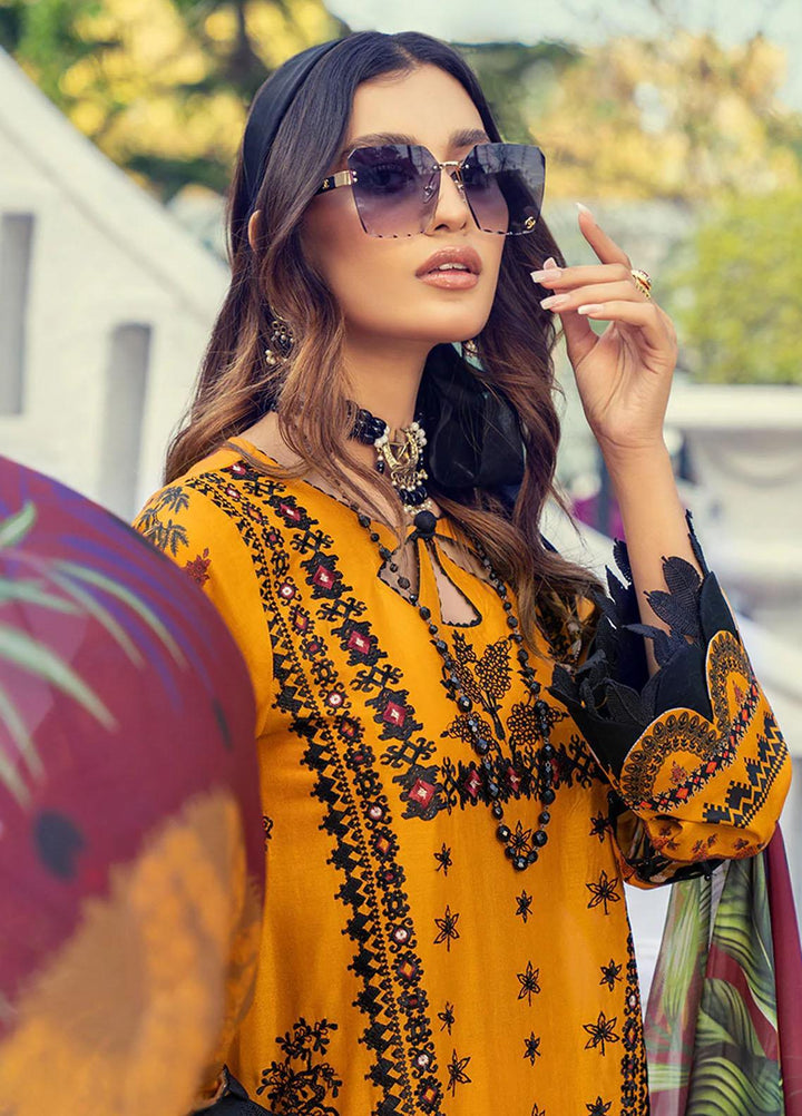 HemStitch Embroidered Lawn Suits Unstitched 3 Piece HS22LU Mustard - Summer Collection