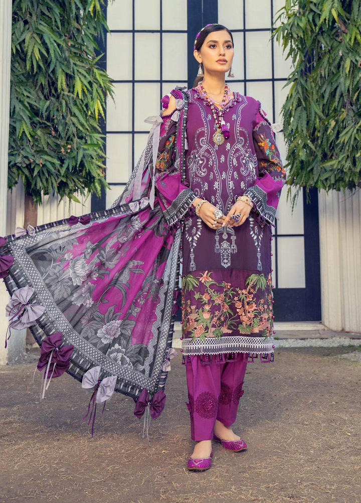 HemStitch Embroidered Lawn Suits Unstitched 3 Piece HS22LU Purple - Summer Collection