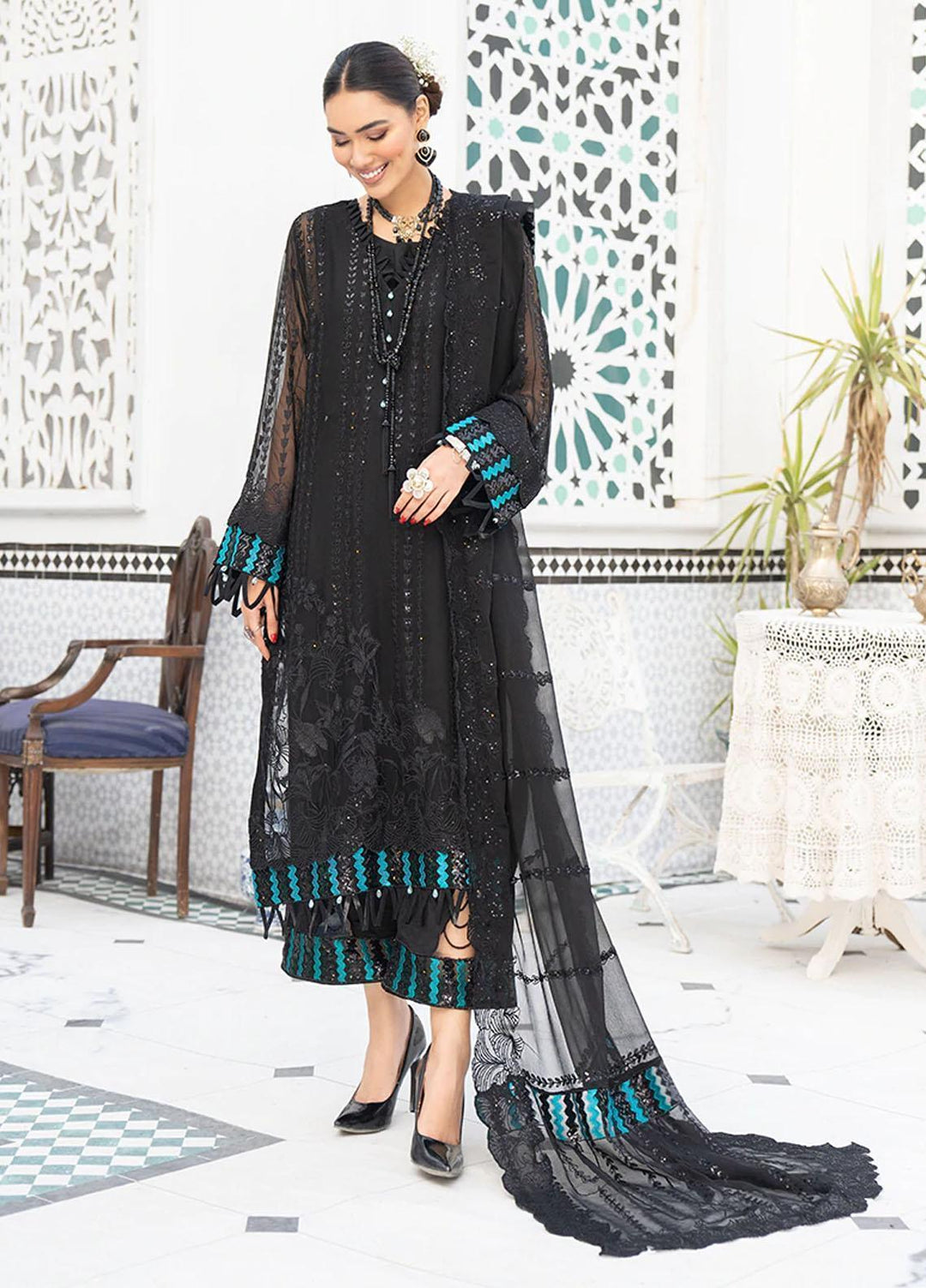 HemStitch Luxury Pret  Chiffon 3 Piece Suit HST22LF HL04 AYSEL