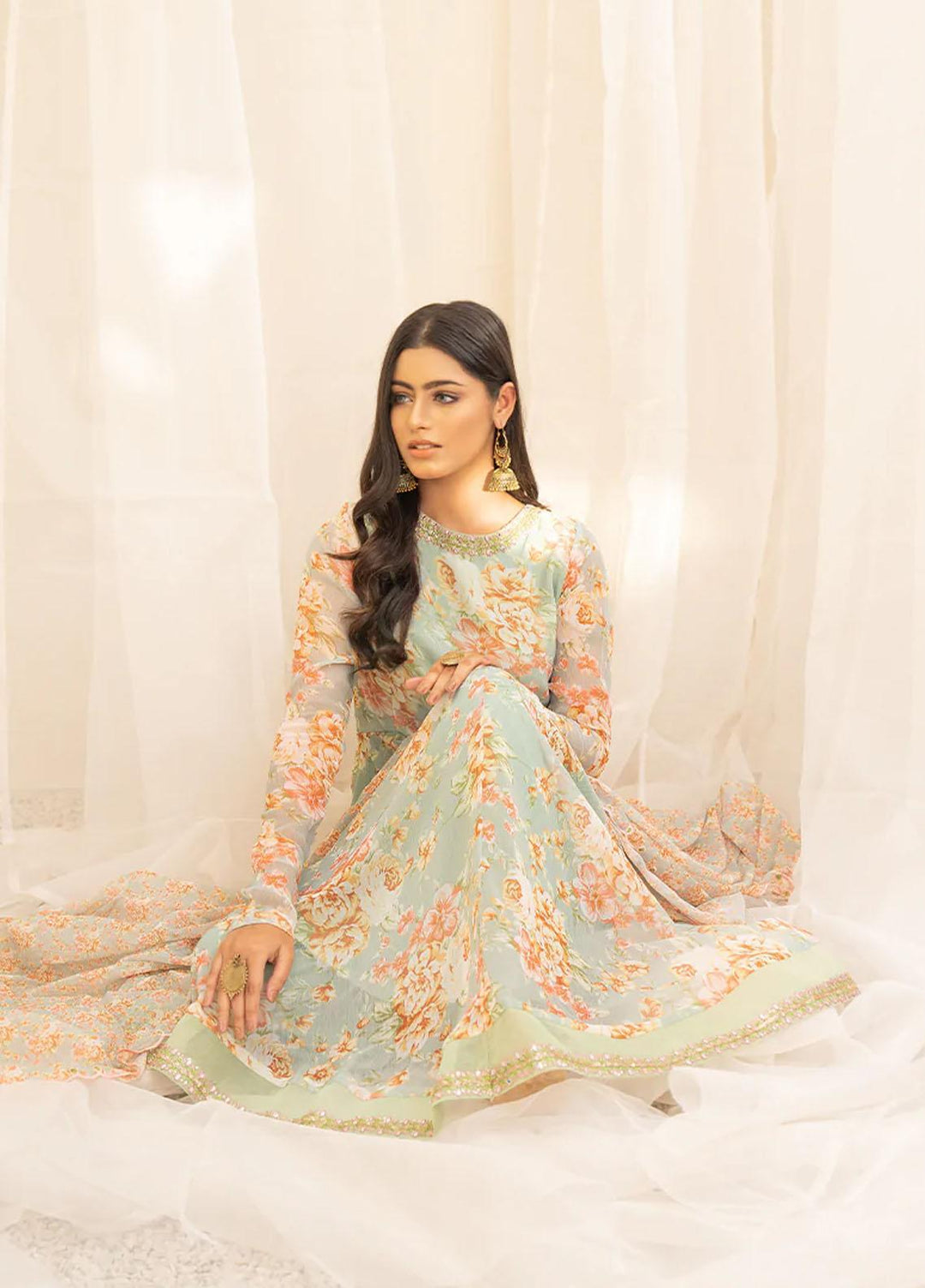 HemStitch Luxury Pret  Chiffon 3 Piece Dress HST22PE Sahar PE-07