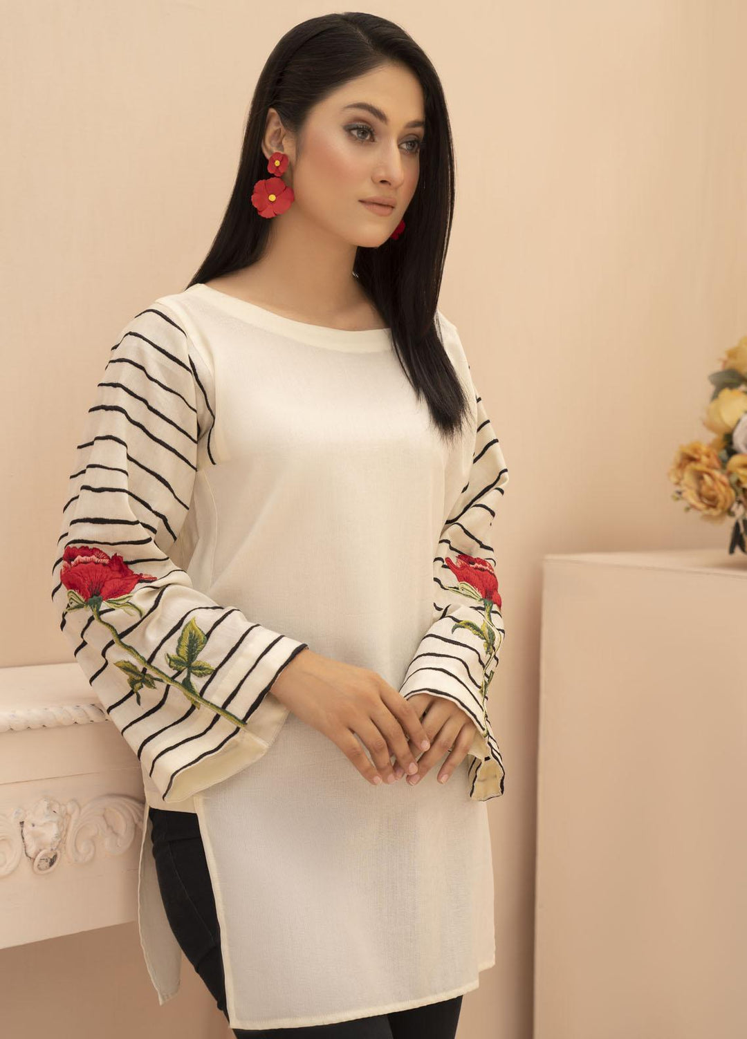 HemStitch Casual Pret  Lawn Kurti HS22PK Neha Off White