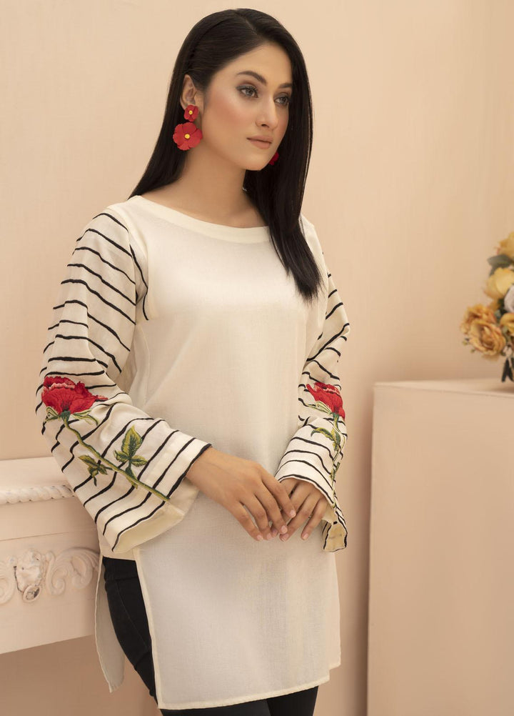 HemStitch Casual Pret  Lawn Kurti HS22PK Neha Off White