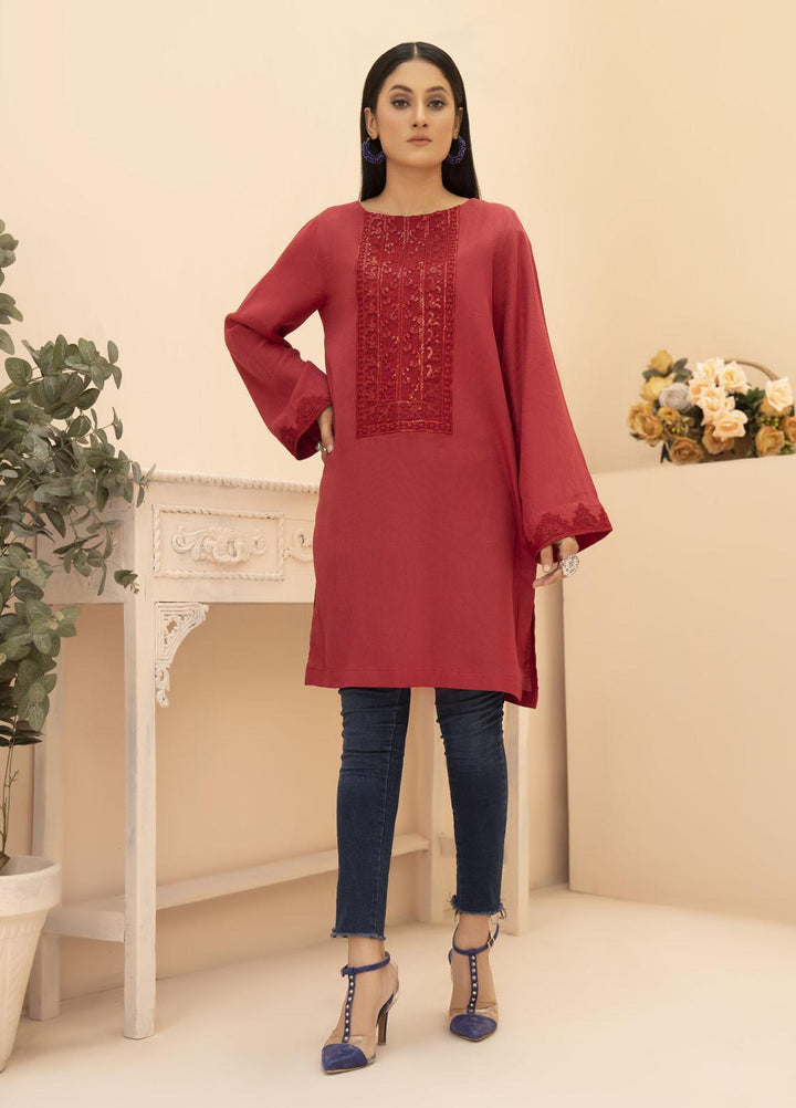 HemStitch Casual Pret  Lawn Kurti HS22PK Ruby Red