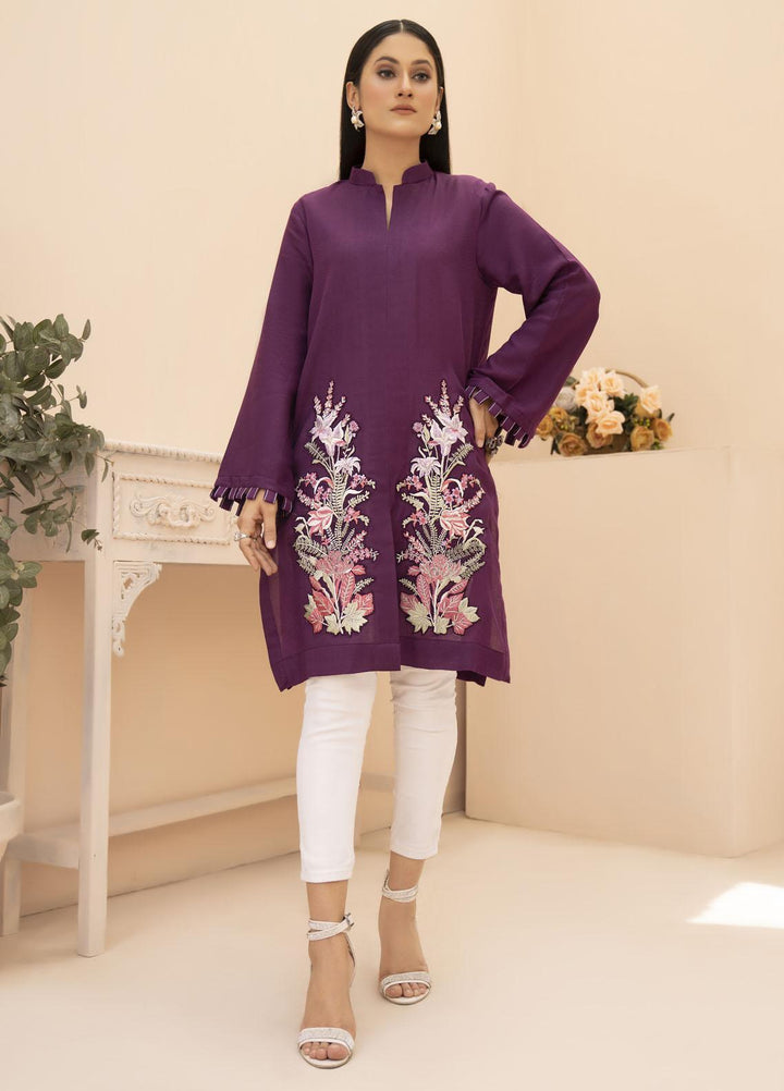 HemStitch Casual Pret  Lawn Kurti HS22PK Laila Purple
