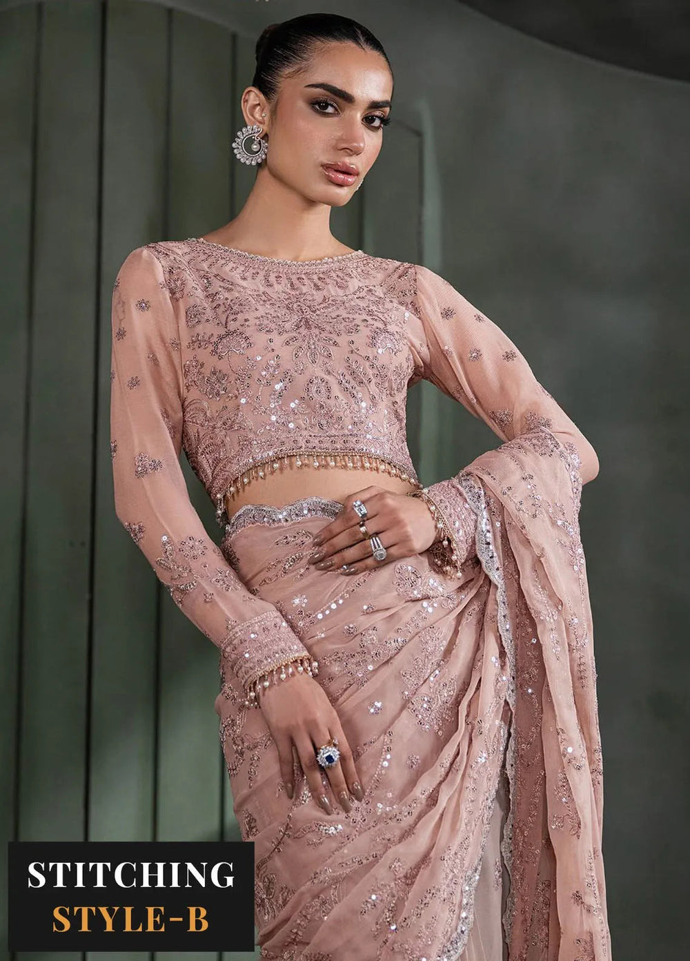 Heritage by Zarif Embroidered Chiffon Suit Unstitched 3 Piece ZR25UF ZHF-07 Elmira - Formals Collection