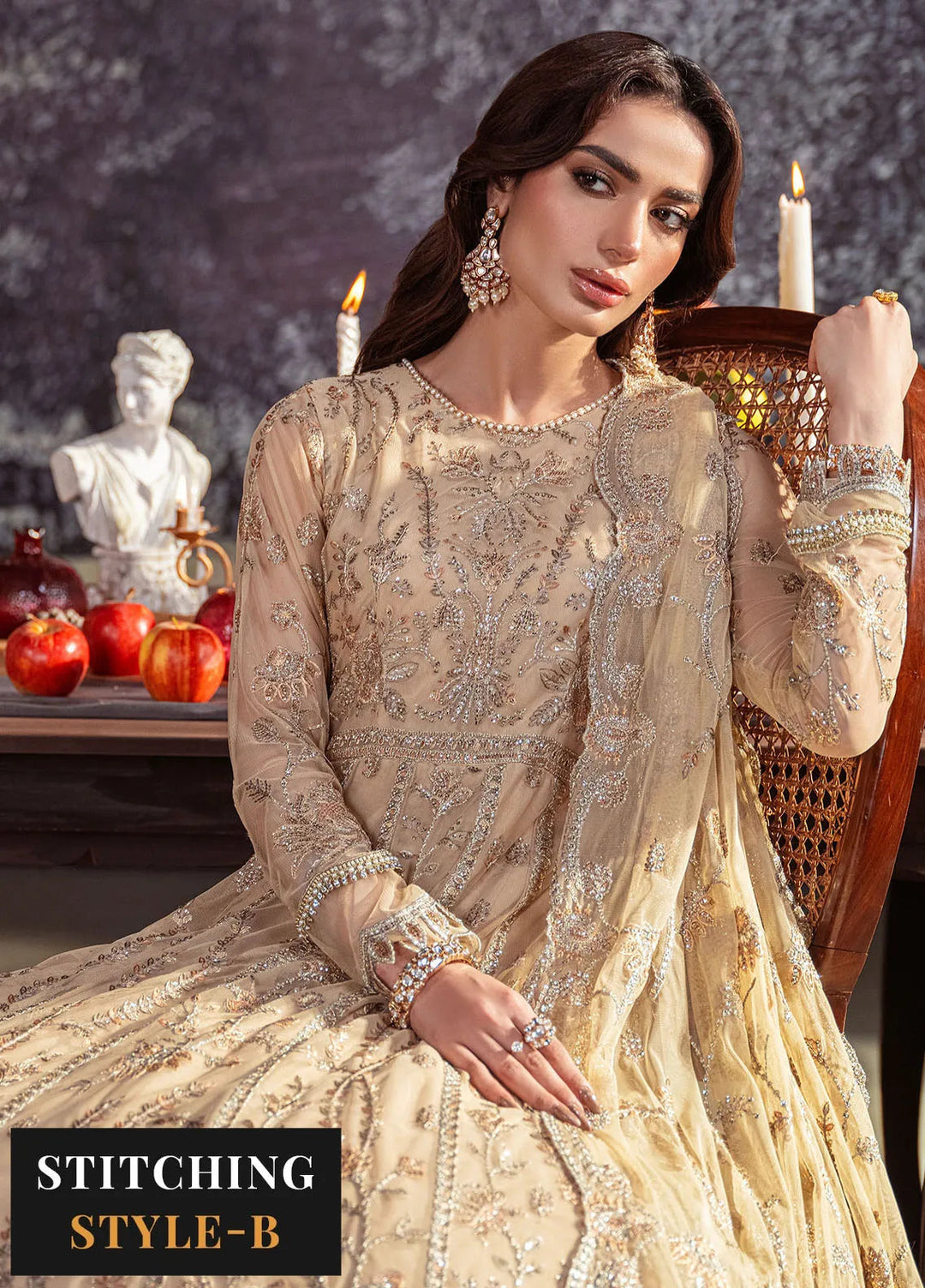 Heritage by Zarif Embroidered Net Suit Unstitched 3 Piece ZR25UF ZHF-01 Avelina - Formals Collection
