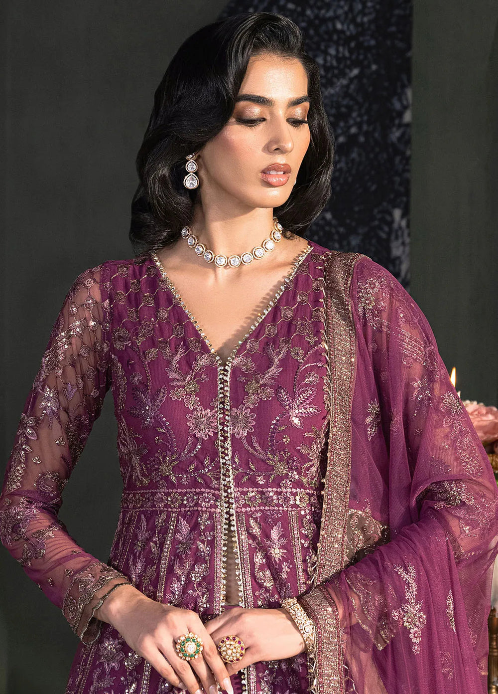 Heritage by Zarif Embroidered Net Suit Unstitched 3 Piece ZR25UF ZHF-02 Tiffany - Formals Collection