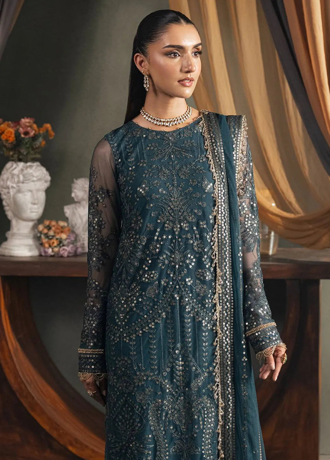 Heritage by Zarif Embroidered Net Suit Unstitched 3 Piece ZR25UF ZHF-04 Arha - Formals Collection
