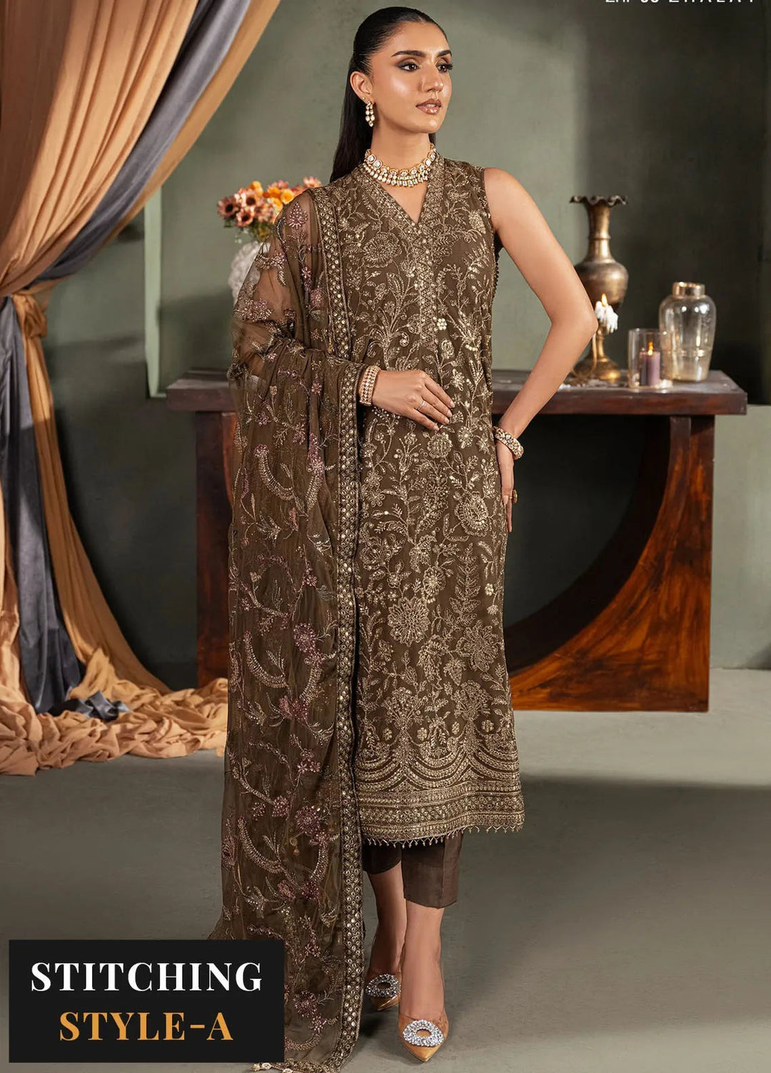 Heritage by Zarif Embroidered Net Suit Unstitched 3 Piece ZR25UF ZHF-06 Zhalay - Formals Collection