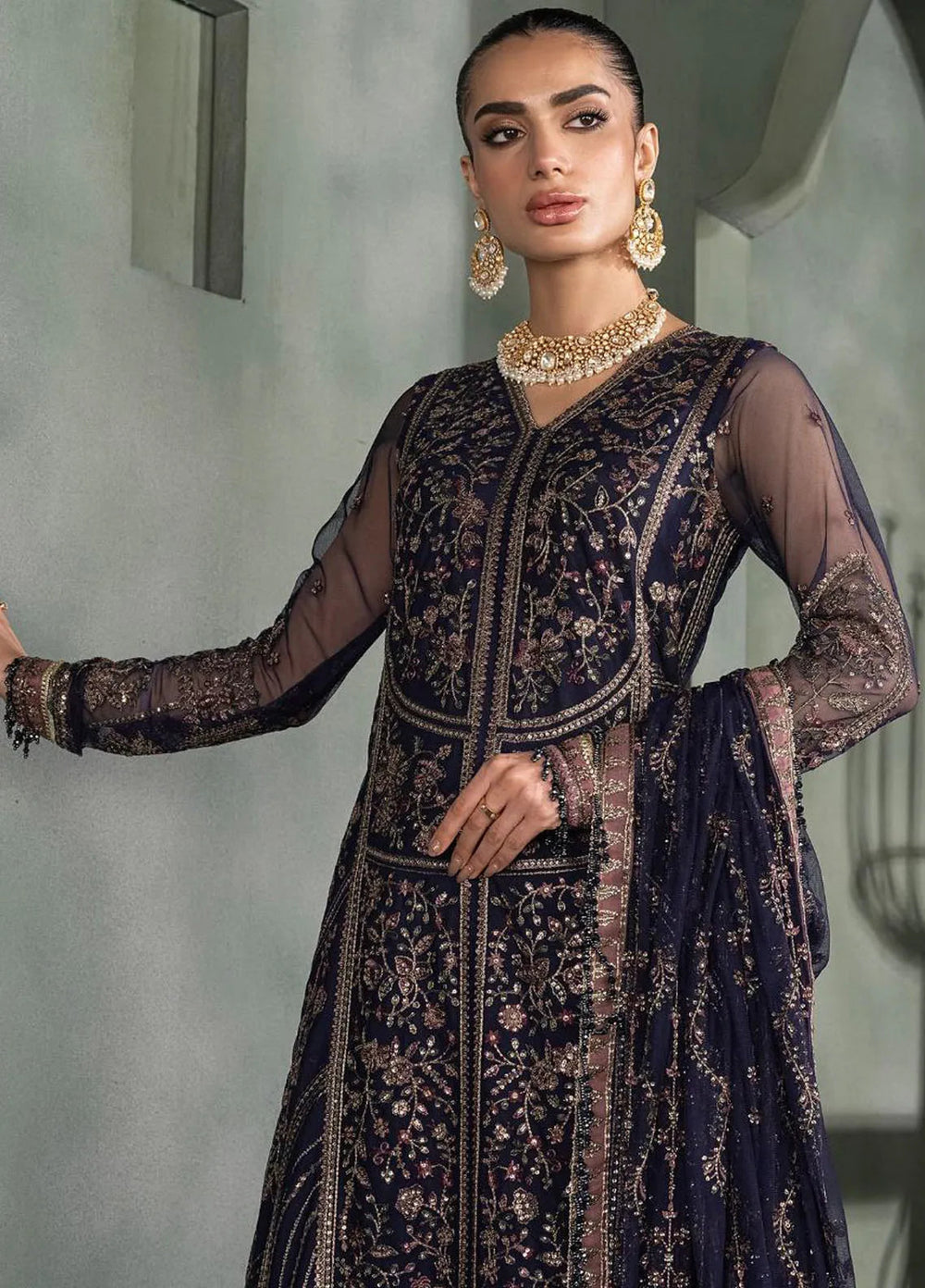 Heritage by Zarif Embroidered Net Suit Unstitched 3 Piece ZR25UF ZHF-08 Sirene - Formals Collection
