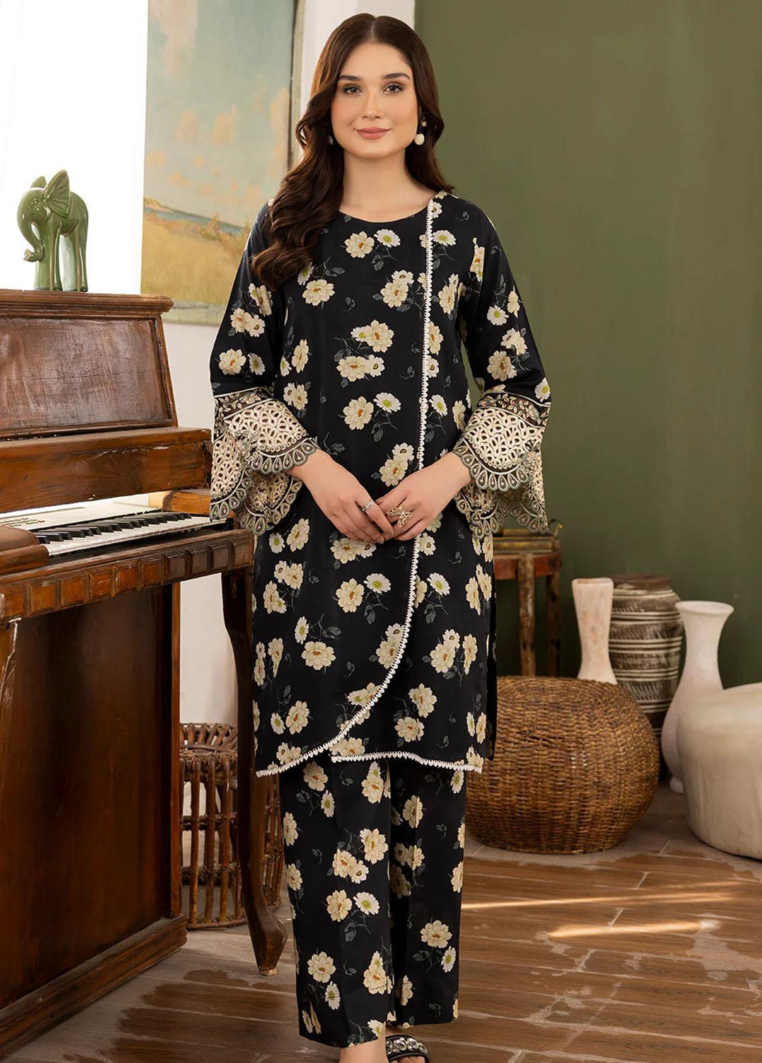 Esra Fashion Pret Casual Viscose 2 Piece Suit HDW-23-09