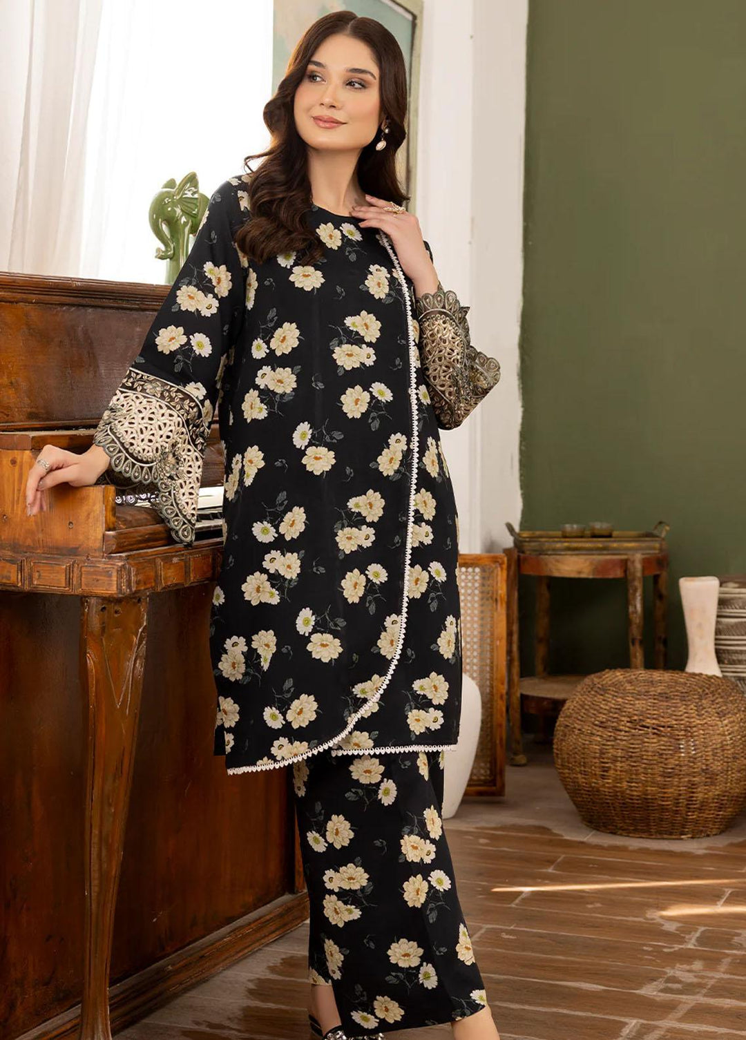 Esra Fashion Pret Casual Viscose 2 Piece Suit HDW-23-09