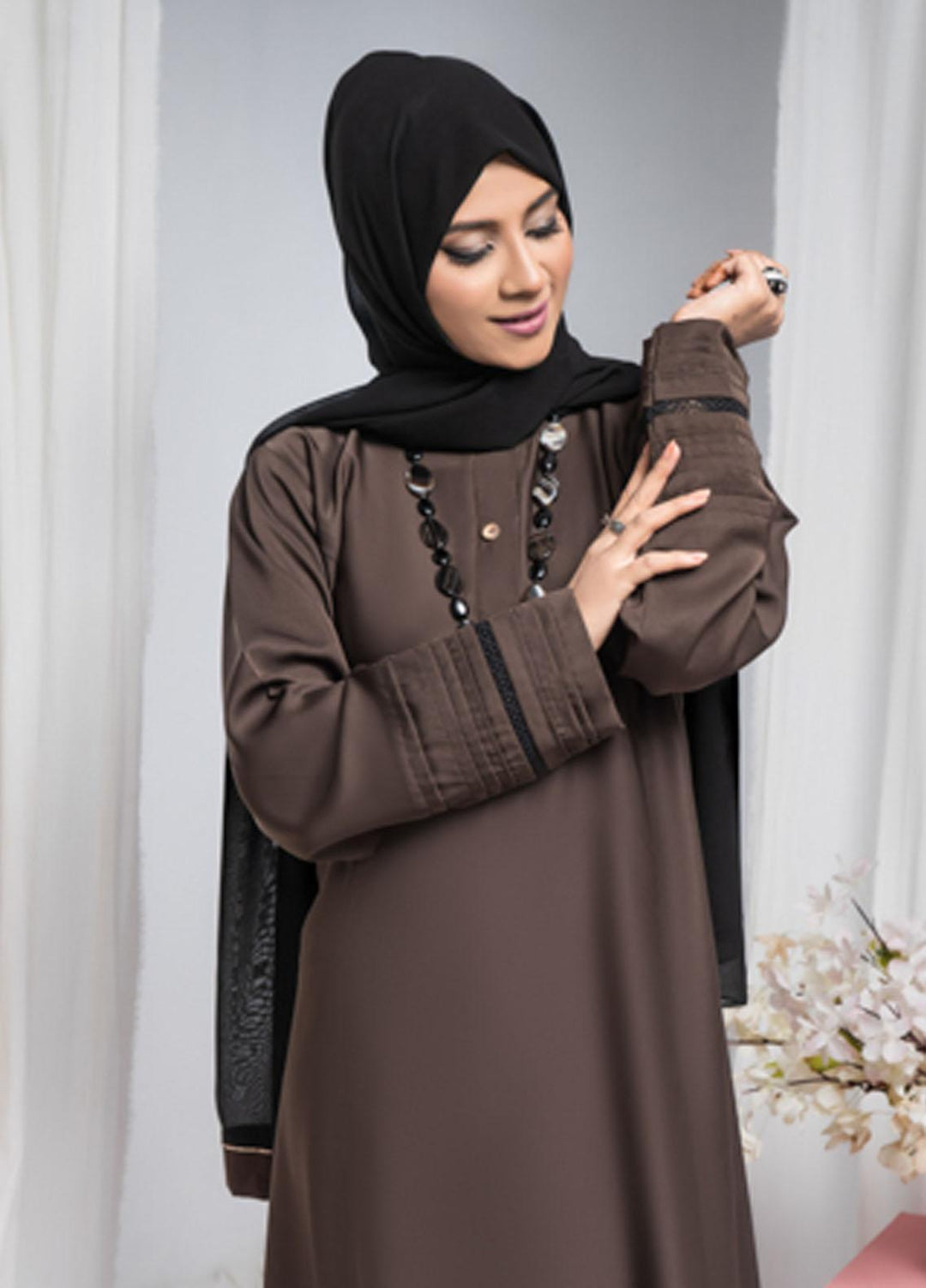 Hijab ul Ameer  Nida Casual Abaya JS-844 Desert Brown