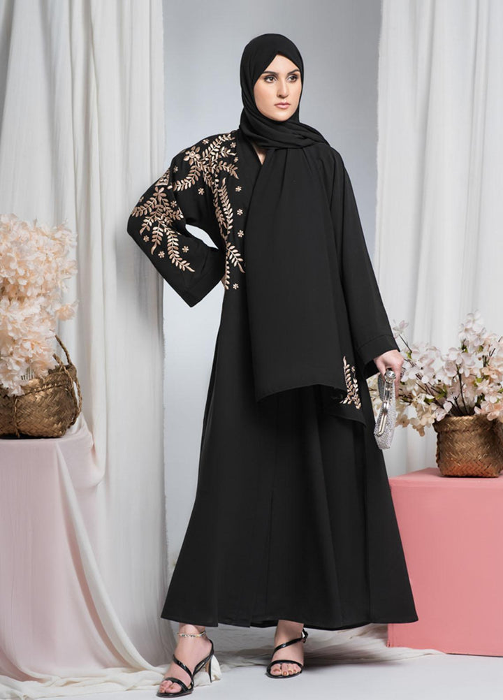 Hijab ul Ameer  Nida Casual Abaya JS-848 Black Floral