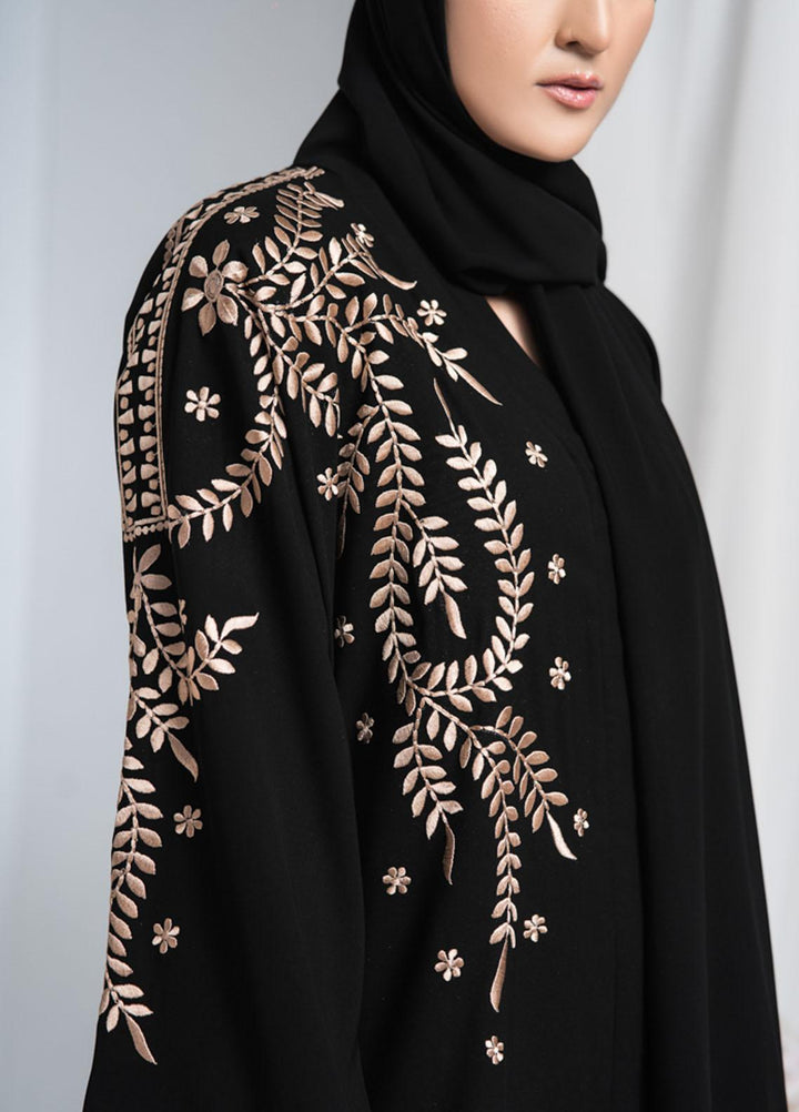 Hijab ul Ameer  Nida Casual Abaya JS-848 Black Floral