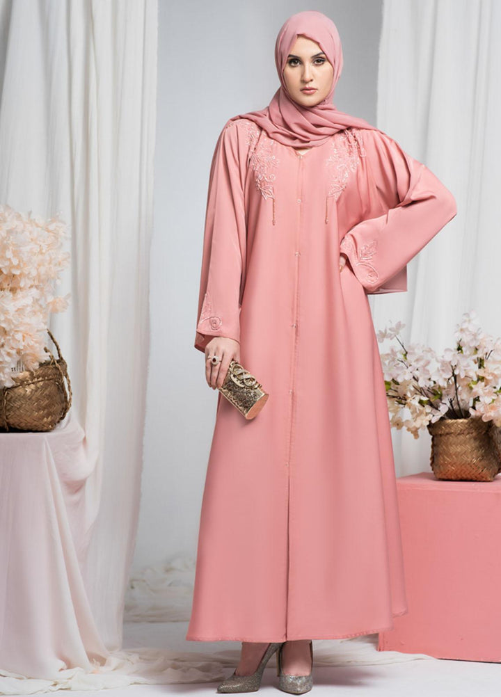 Hijab ul Ameer  Nida Casual Abaya JS-850 Pearl Pink