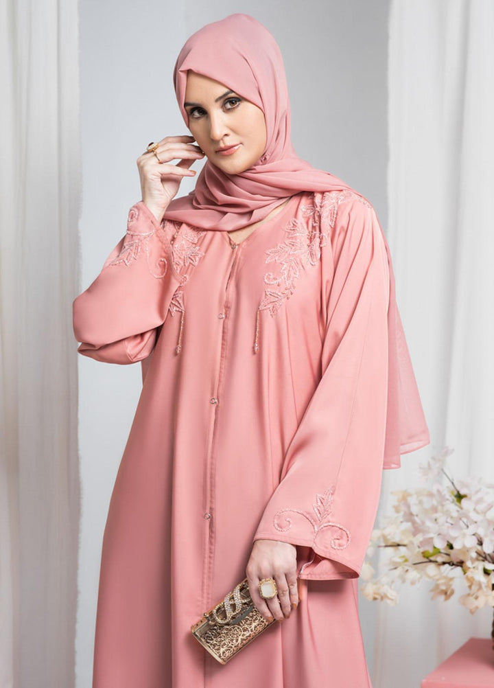 Hijab ul Ameer  Nida Casual Abaya JS-850 Pearl Pink