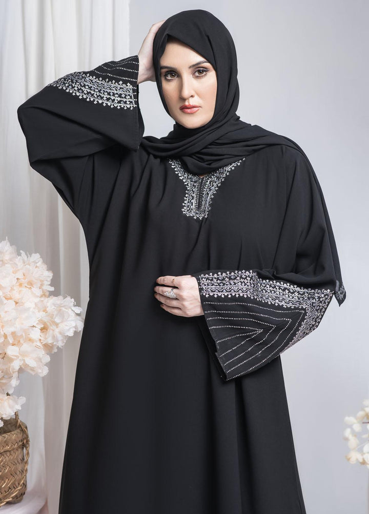 Hijab ul Ameer  Nida Casual Abaya JS-859 Black Kashmiri