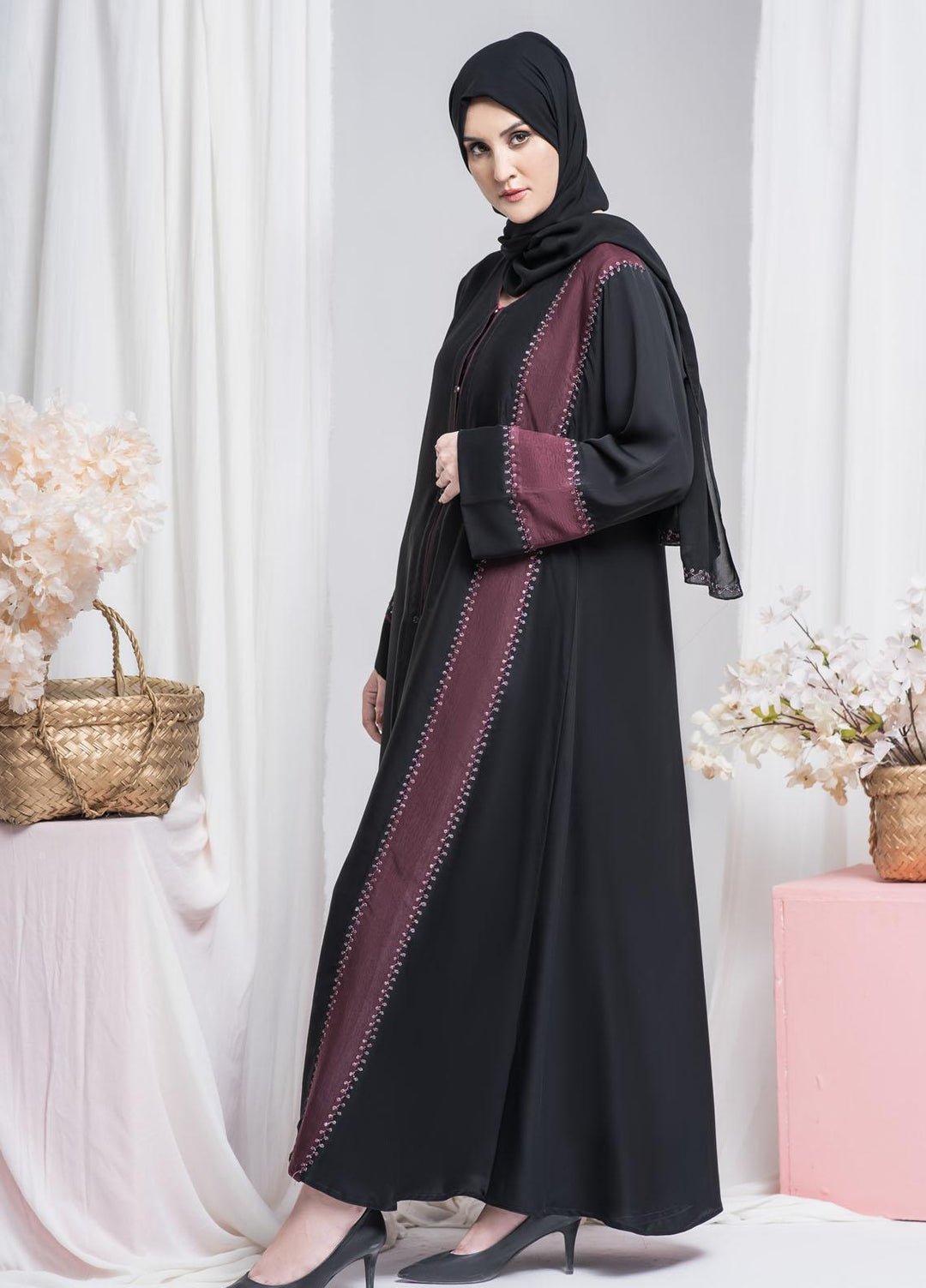 Hijab ul Ameer  Nida Casual Abaya JS-860 Blackberry