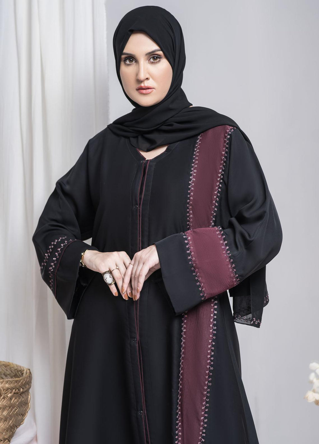Hijab ul Ameer  Nida Casual Abaya JS-860 Blackberry