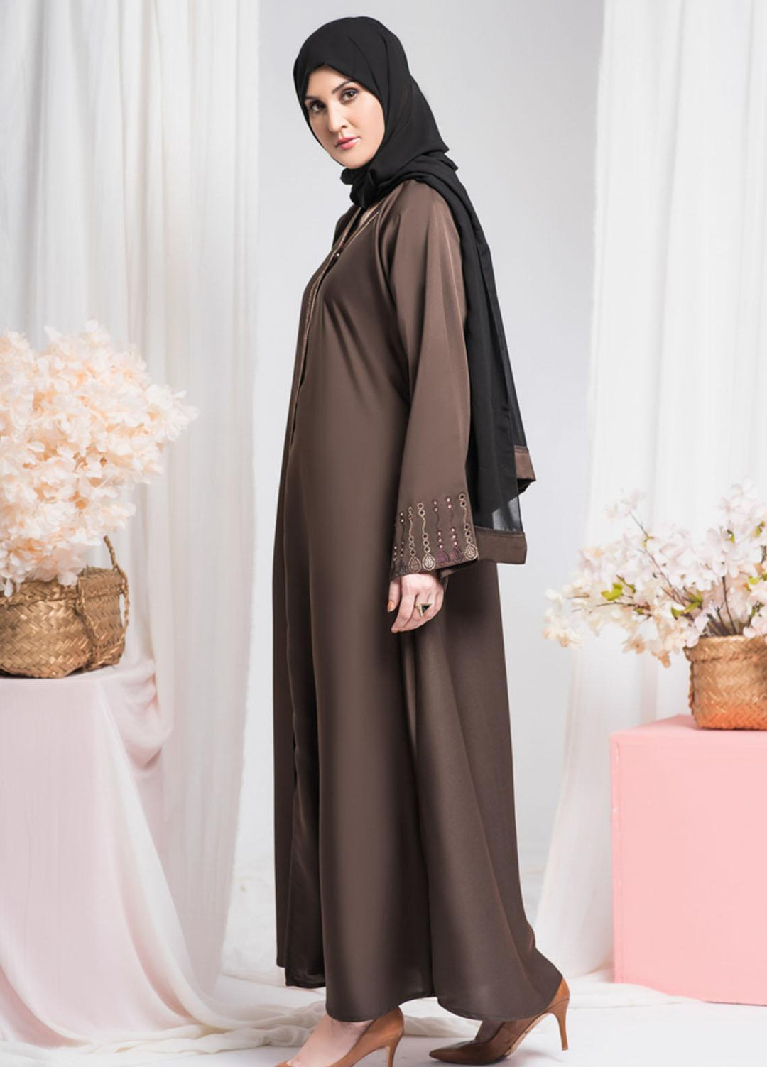 Hijab ul Ameer  Nida Casual Abaya JS-867 Hazle Brown