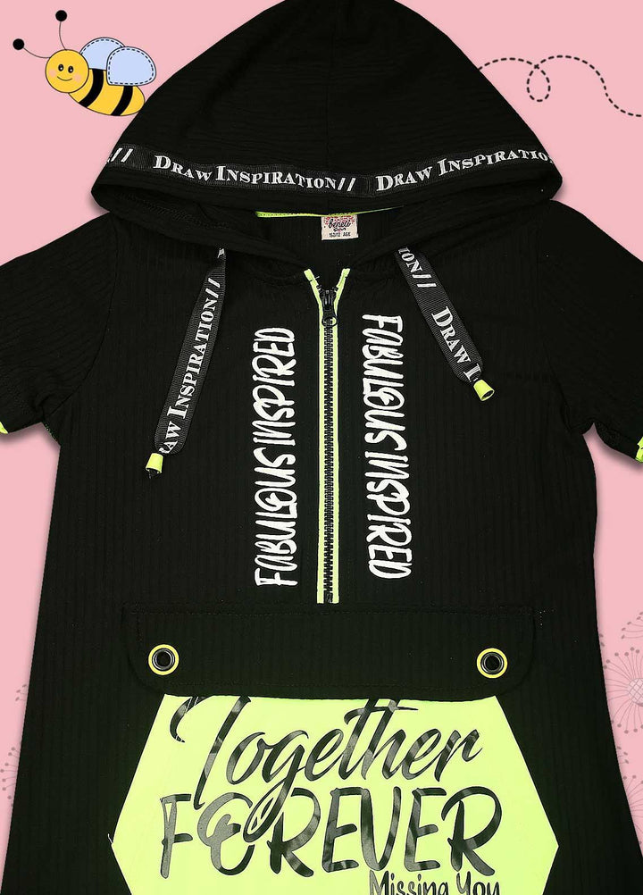 Sanaulla Exclusive Range Cotton Fancy Hoodie for Boys -  113419 Black