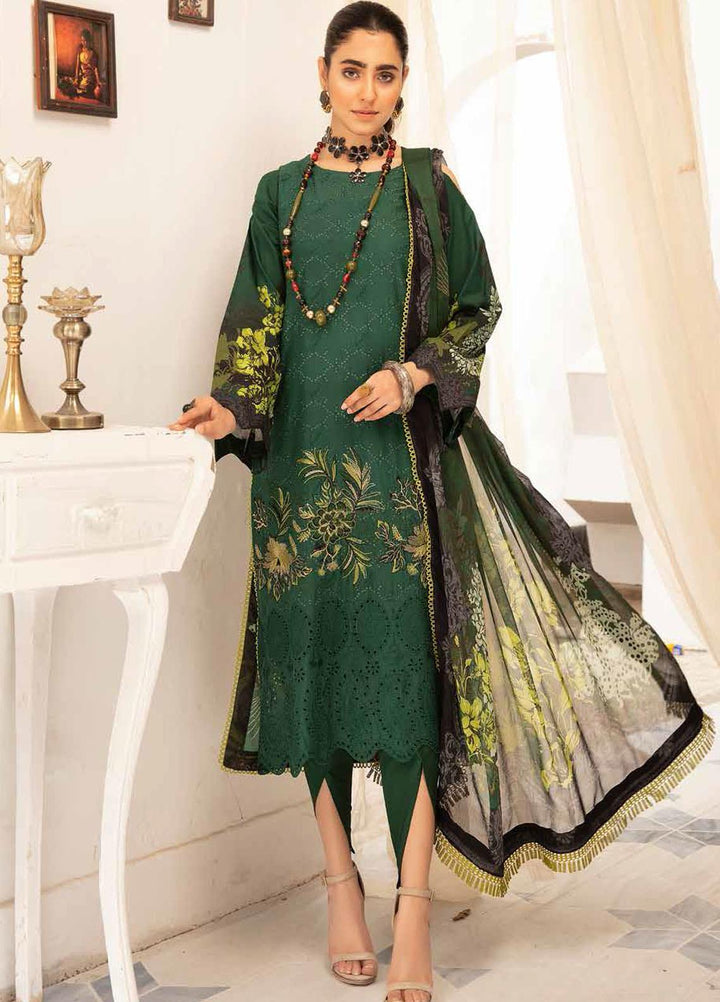 Hoor by Riaz Arts Embroidered Lawn Suits Unstitched 3 Piece RA21H DH-18 - Summer Collection